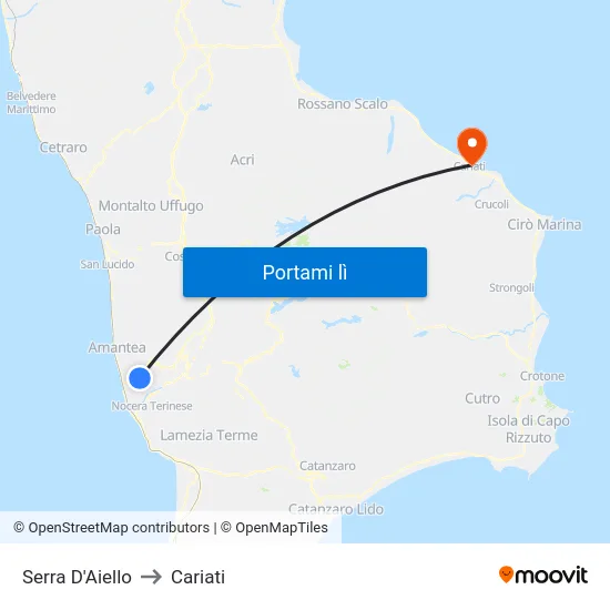 Serra D'Aiello to Cariati map