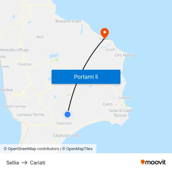 Sellia to Cariati map