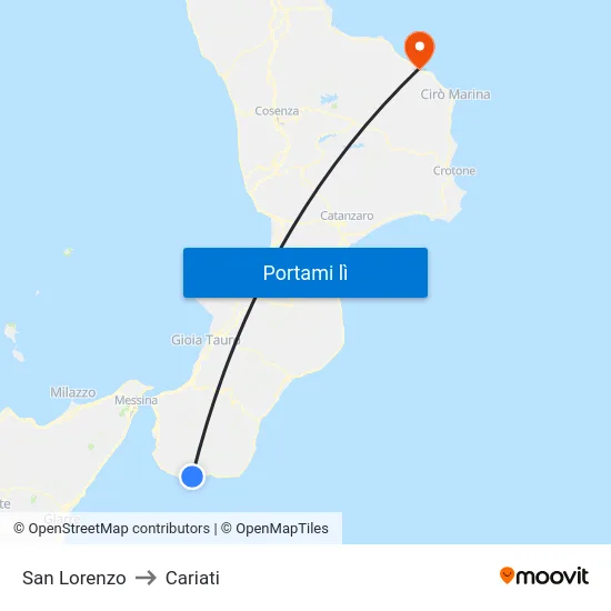 San Lorenzo to Cariati map