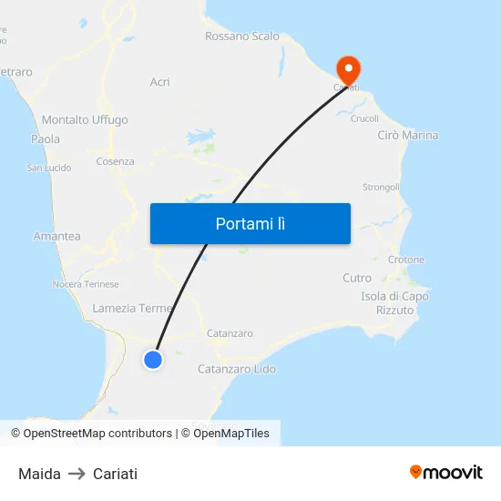 Maida to Cariati map