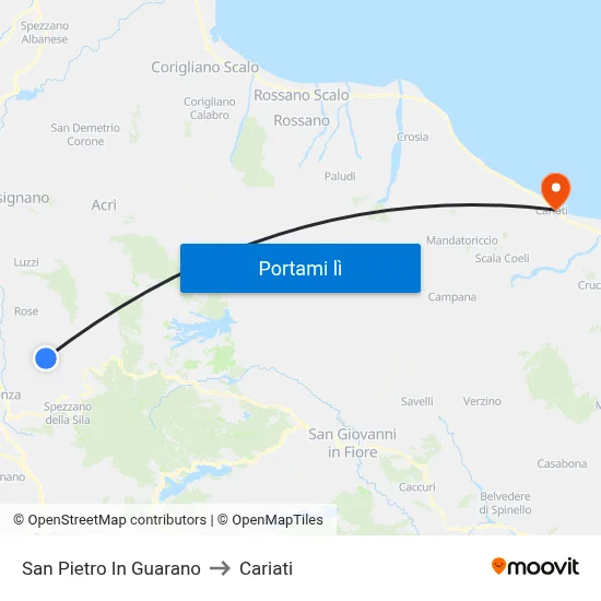 San Pietro In Guarano to Cariati map