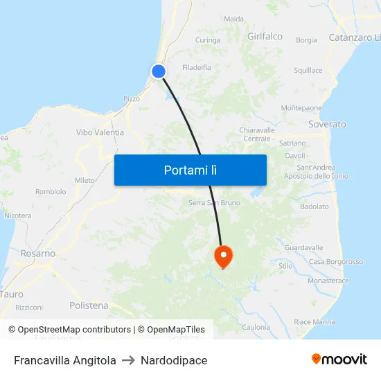 Francavilla Angitola to Nardodipace map