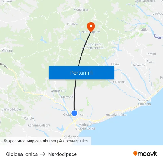 Gioiosa Ionica to Nardodipace map