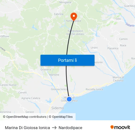 Marina Di Gioiosa Ionica to Nardodipace map