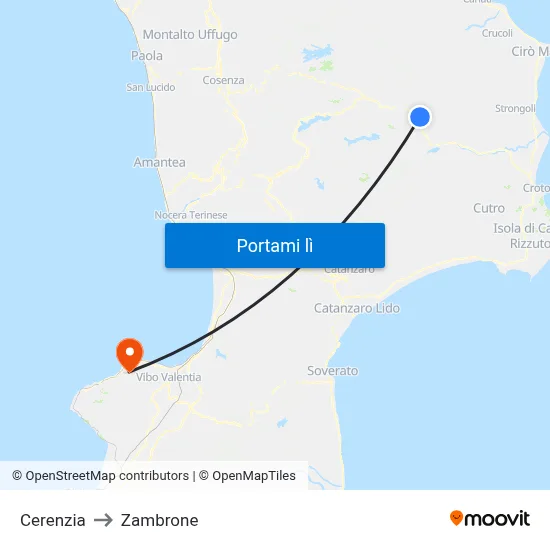 Cerenzia to Zambrone map