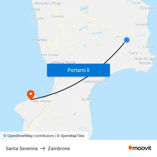 Santa Severina to Zambrone map