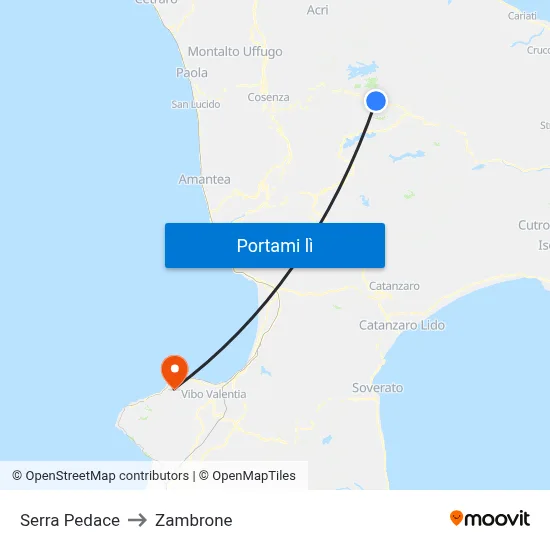 Serra Pedace to Zambrone map