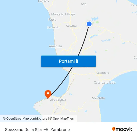 Spezzano Della Sila to Zambrone map