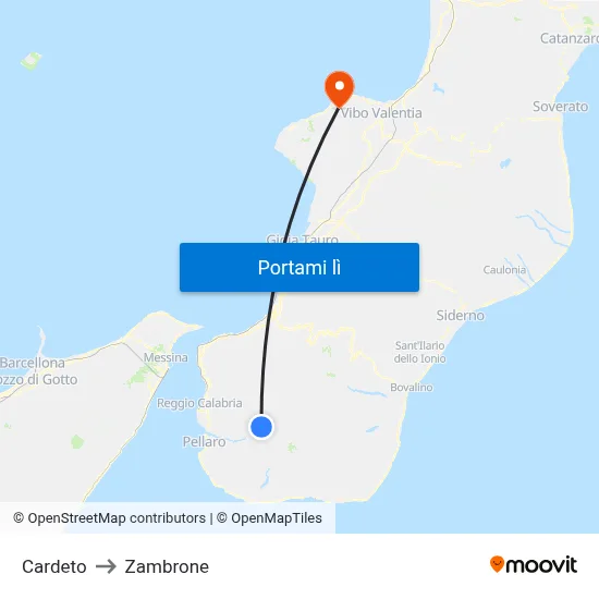 Cardeto to Zambrone map