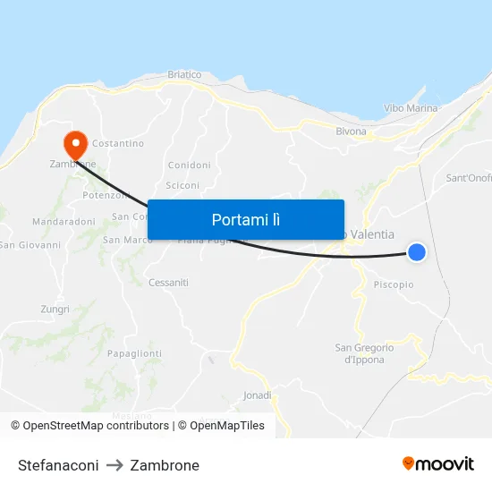 Stefanaconi to Zambrone map