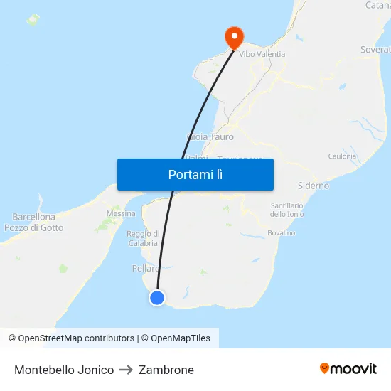 Montebello Jonico to Zambrone map