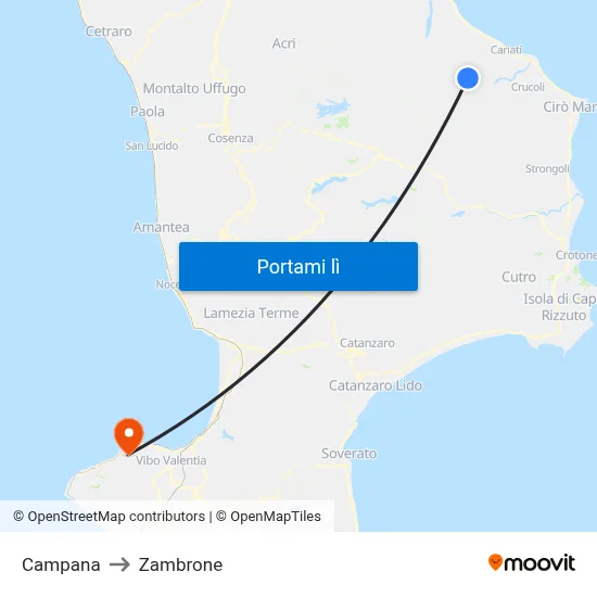 Campana to Zambrone map