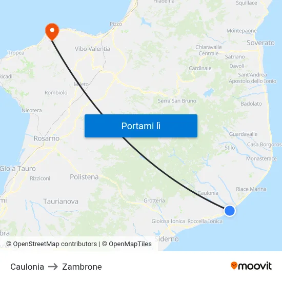 Caulonia to Zambrone map