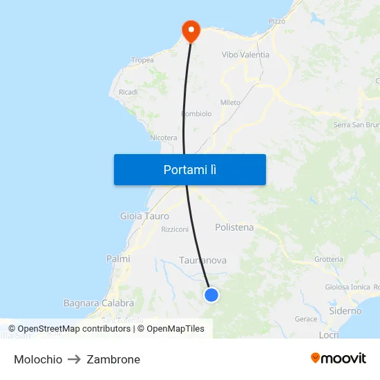 Molochio to Zambrone map