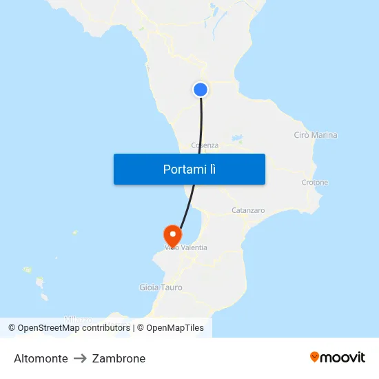 Altomonte to Zambrone map