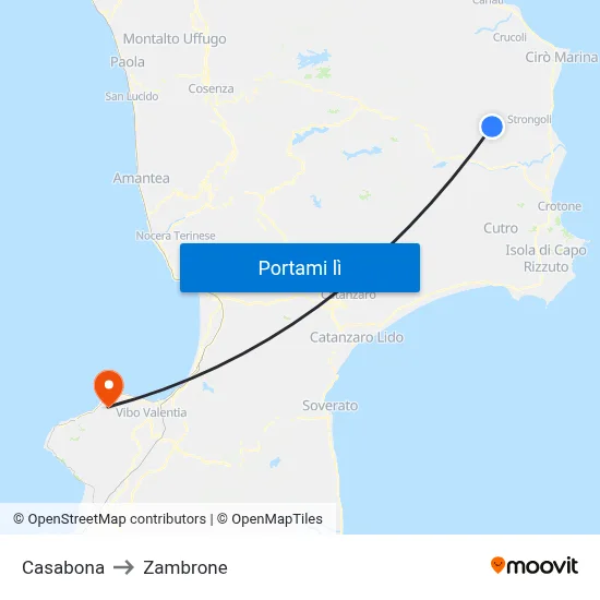 Casabona to Zambrone map