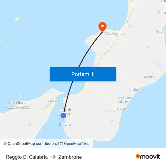 Reggio Di Calabria to Zambrone map