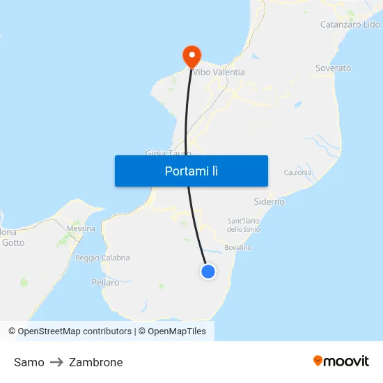 Samo to Zambrone map