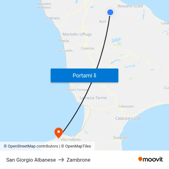 San Giorgio Albanese to Zambrone map