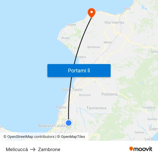 Melicuccà to Zambrone map