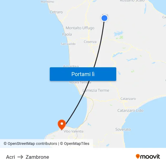Acri to Zambrone map