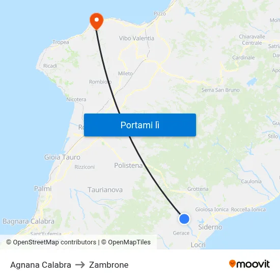 Agnana Calabra to Zambrone map