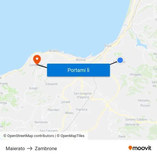 Maierato to Zambrone map