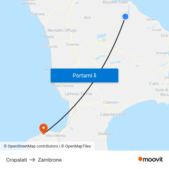 Cropalati to Zambrone map