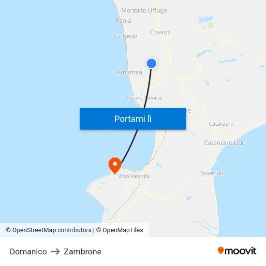 Domanico to Zambrone map