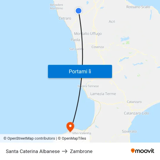 Santa Caterina Albanese to Zambrone map