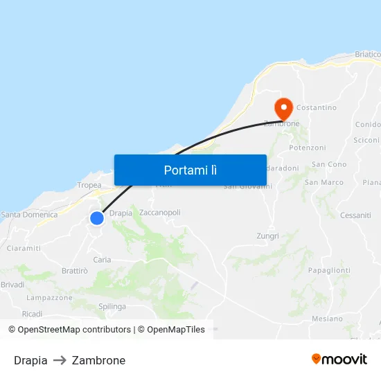 Drapia to Zambrone map