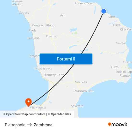 Pietrapaola to Zambrone map