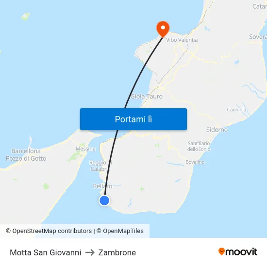 Motta San Giovanni to Zambrone map