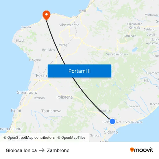 Gioiosa Ionica to Zambrone map