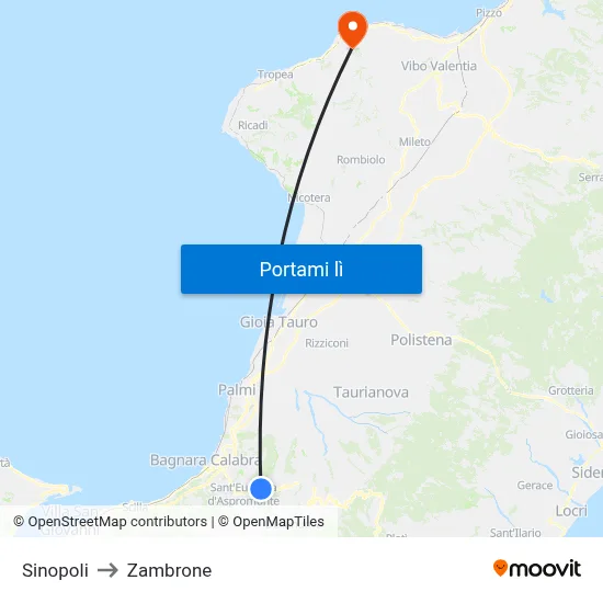 Sinopoli to Zambrone map