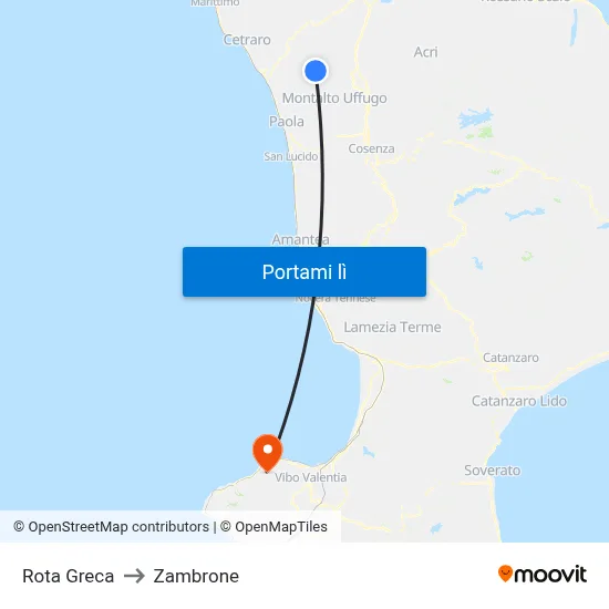 Rota Greca to Zambrone map