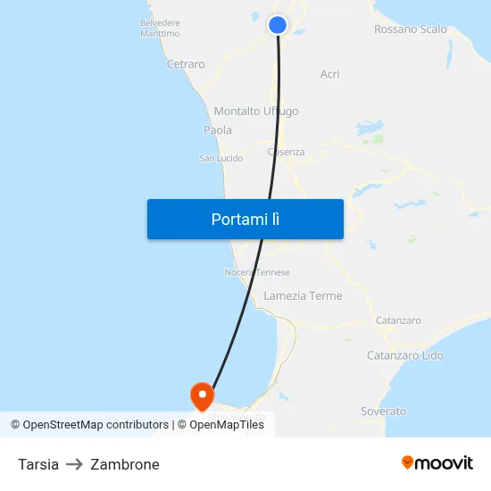 Tarsia to Zambrone map