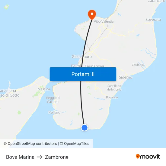 Bova Marina to Zambrone map