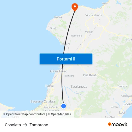 Cosoleto to Zambrone map