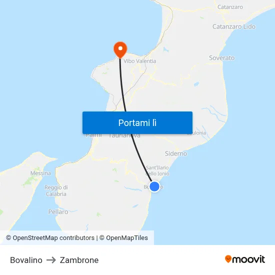 Bovalino to Zambrone map
