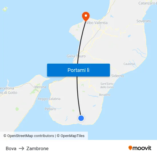 Bova to Zambrone map