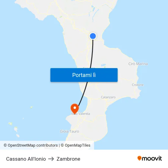 Cassano All'Ionio to Zambrone map