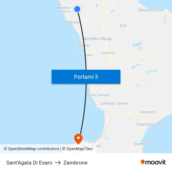 Sant'Agata Di Esaro to Zambrone map