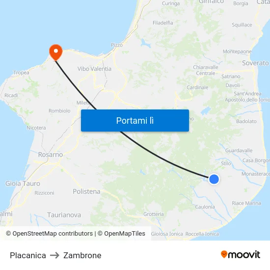 Placanica to Zambrone map
