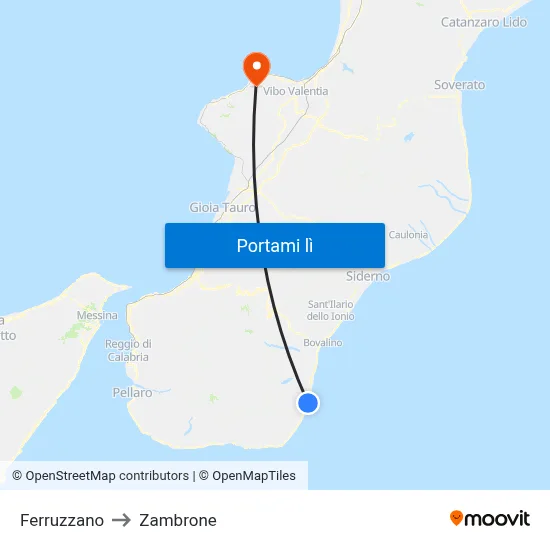 Ferruzzano to Zambrone map