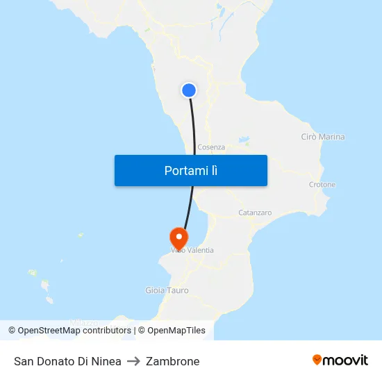 San Donato Di Ninea to Zambrone map