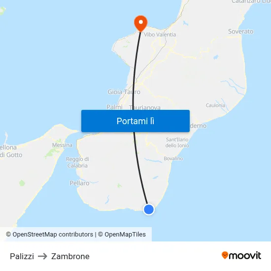 Palizzi to Zambrone map