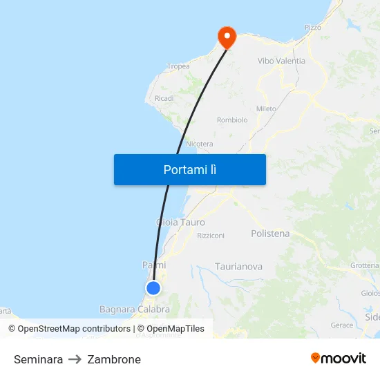 Seminara to Zambrone map