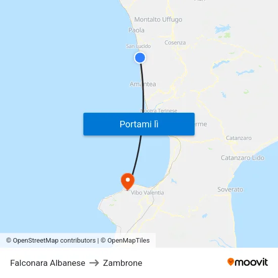 Falconara Albanese to Zambrone map
