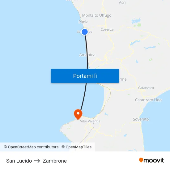 San Lucido to Zambrone map